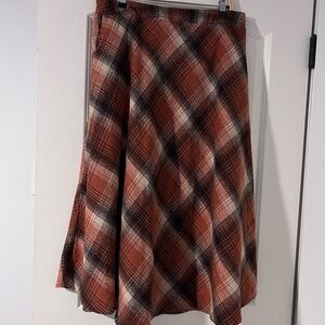 Plaid A-Line Skirt in Brown and Black